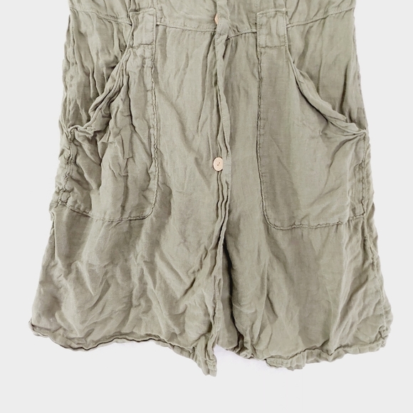 ZARA Khaki Army Green Short Sleeves Two Pockets Button Casual Dress P6069 - Picture 2 of 6